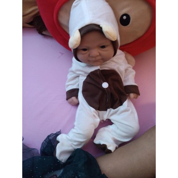 🆕14 inch Full Body Platinum Silicone Bald Baby Dolls Girl With Feeding kit - Picture 4 of 9